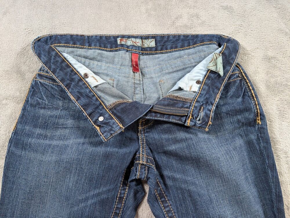 BKE Lexi Crop Jeans Womens 29 Blue Raw Hem Stretch Bling Buckle Denim Casual - Picture 5 of 10